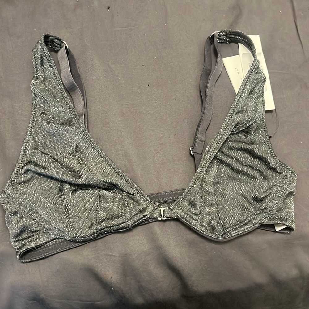 Fleur du mal sparkle grey bra